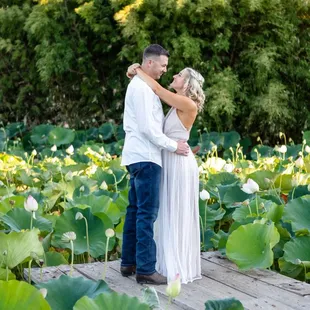 T&amp;T on the Dock with Blooming Lotus