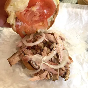 Inside the pit chicken sandwich