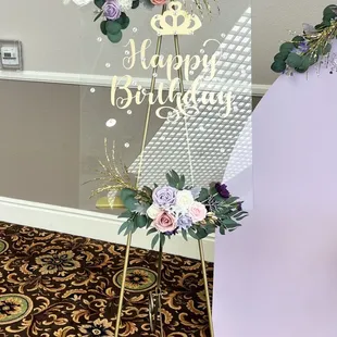 Happy birthday sign with easel rental