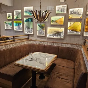 Booth seating is also available