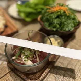 Poke, not the salad, the only thing edible from what we ordered since they didn't have to cook it or really do anything to it.