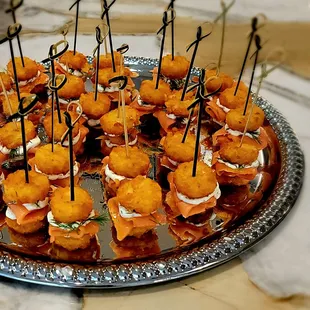 a platter of appetizers