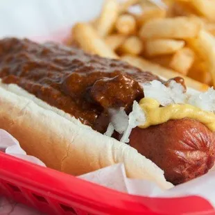 A D.C. Staple Stuffed Half Smoke with Fries.  Better than our competitors for sure!