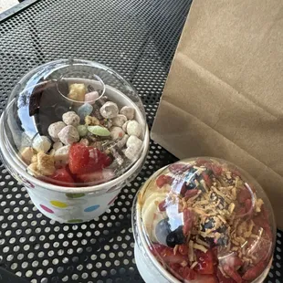 Frozen yogurt and acai bowl