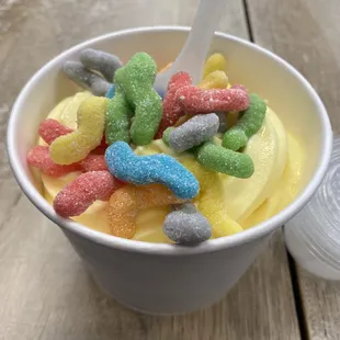 Dole whip with sour gummies