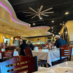 a view of the dining area