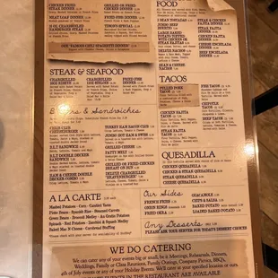 the menu