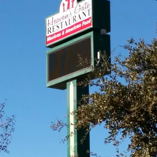 New sign at Heaven's Gate Restaurant!