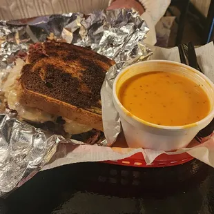 Rueben sandwich with tomato soup