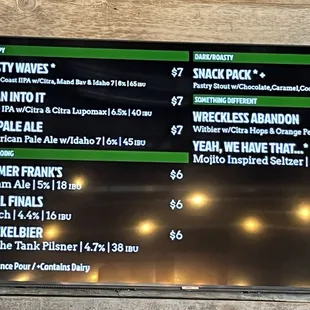 The menu on Grand Opening Day