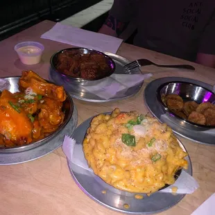 a variety of food items on a table