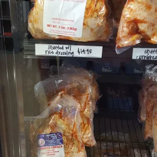 Deboned chicken stuffed with a variety of dressings..