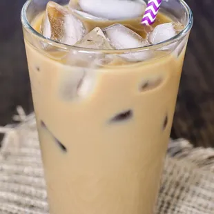 a glass of iced coffee