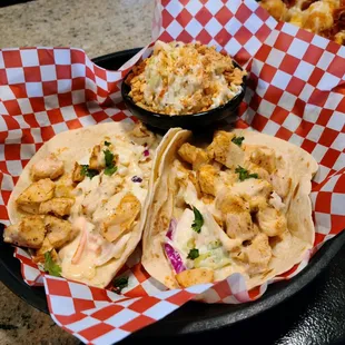 Alabama Tacos with side of AMAZING peanut slaw!