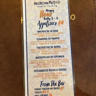 menu