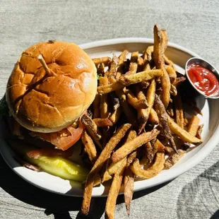 Heckbuger: served with fries and a pickle