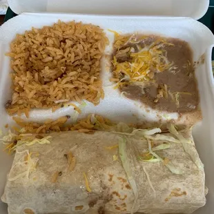 a burrito and rice