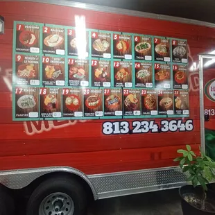 The menu and phone number