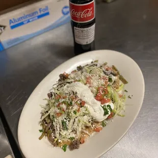 Huarache de asada con nopales