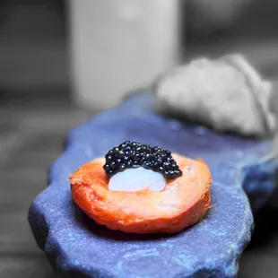 thai coconut pancake with caviar | @wha.eva.eats