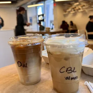 Dalgona iced latte and cookie butter latte