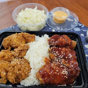 Ban Ban Chicken and Rice with cabbage salad