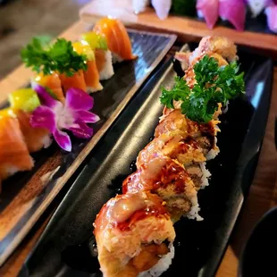 Monster roll (right) HIGHLY recommend. Mr mango roll (left) was interesting but way too much cream cheese