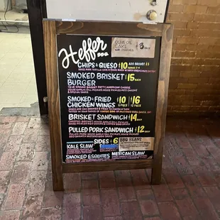 Menu with all the delicious options