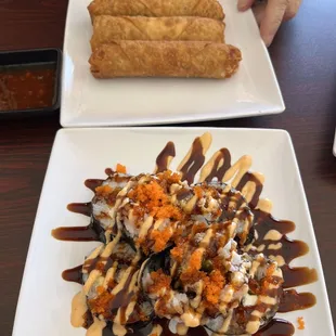 Egg rolls &amp; spider roll