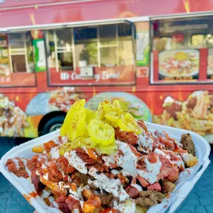Hefty Fries with Gyro and Chicken is so good!!