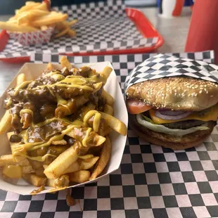 Chili Cheese Fries and cheese burgers