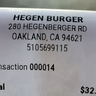 hegenburger receipt