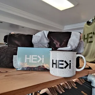 Towels, postcards, and mug