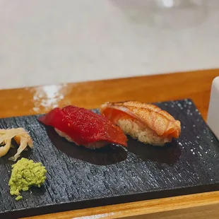 Tuna and seared salmon