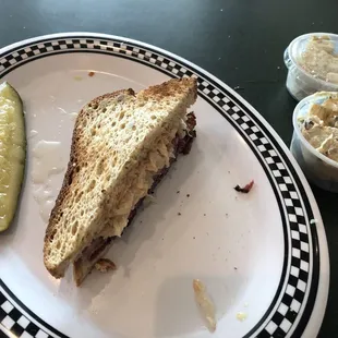 Rueben! Modified with half pastrami and half corned beef.