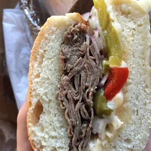 Philly Steak with provolone, onions and peppers.
