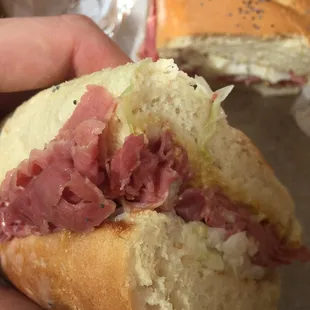 Corned beef sandwich with mustard