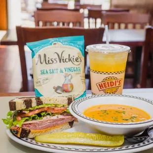 a sandwich and a drink