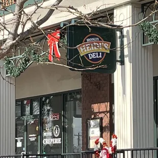 Patio seating out front, along Main Street