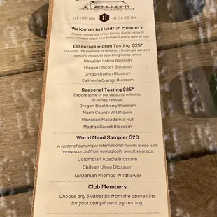 menu