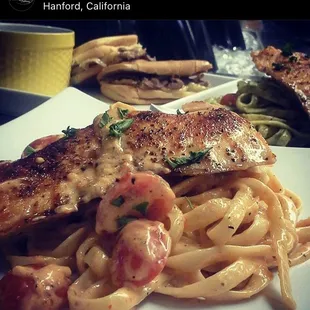 Blackened Salmon with Creamy Linguine
