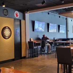 From the back by the darts