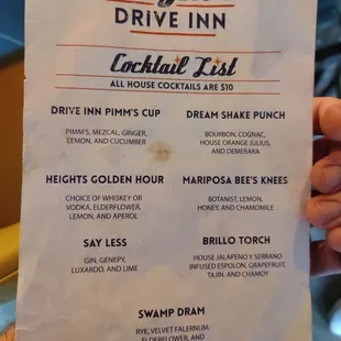 Cocktail list