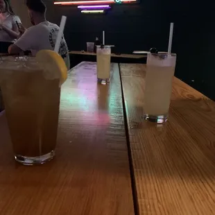 Long island (closer drink) and whisky sours