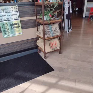 the entrance to the coffee shop