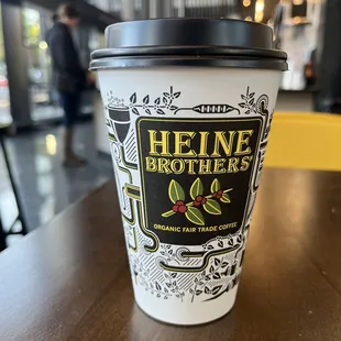 a coffee cup on a table