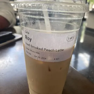 Iced smoked peach latte