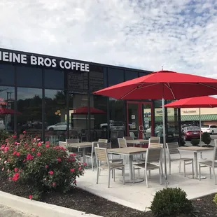 Building front and patio.