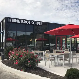 Building front and patio.