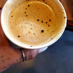 Dirty tumeric chai Latte with coconut milk